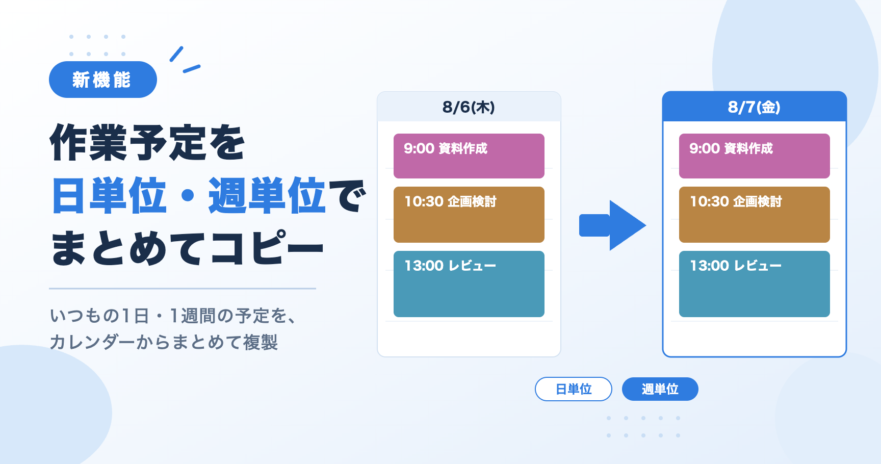 作業予定を日単位・週単位でまとめてコピーできるようになりました